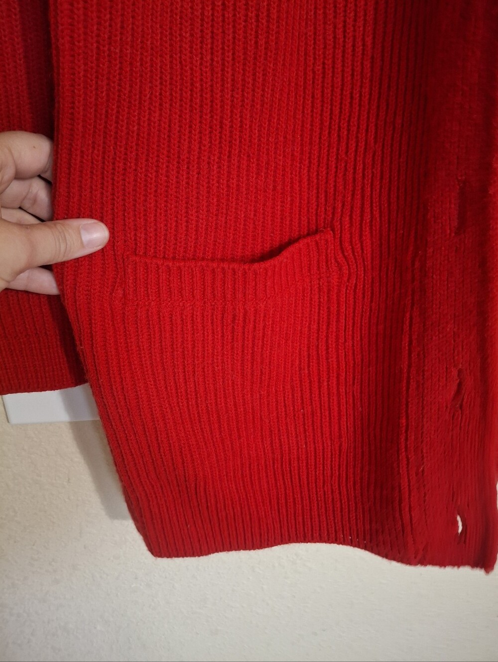 Basic Editions Red Open-Front Ribbed Cardigan Sweater - Picture 3 of 6